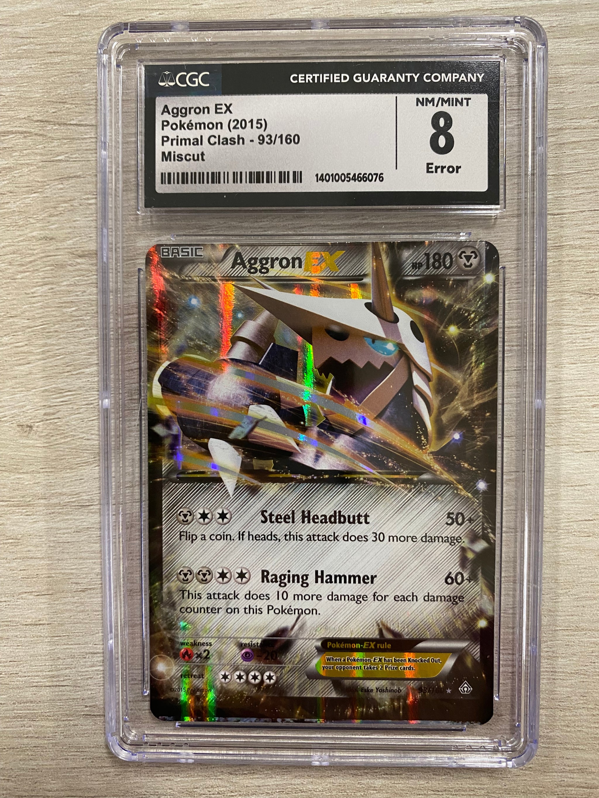 ERROR] Aggron EX - 93/160 - CGC 8 - Miscut - EX - Primal Clash [M]