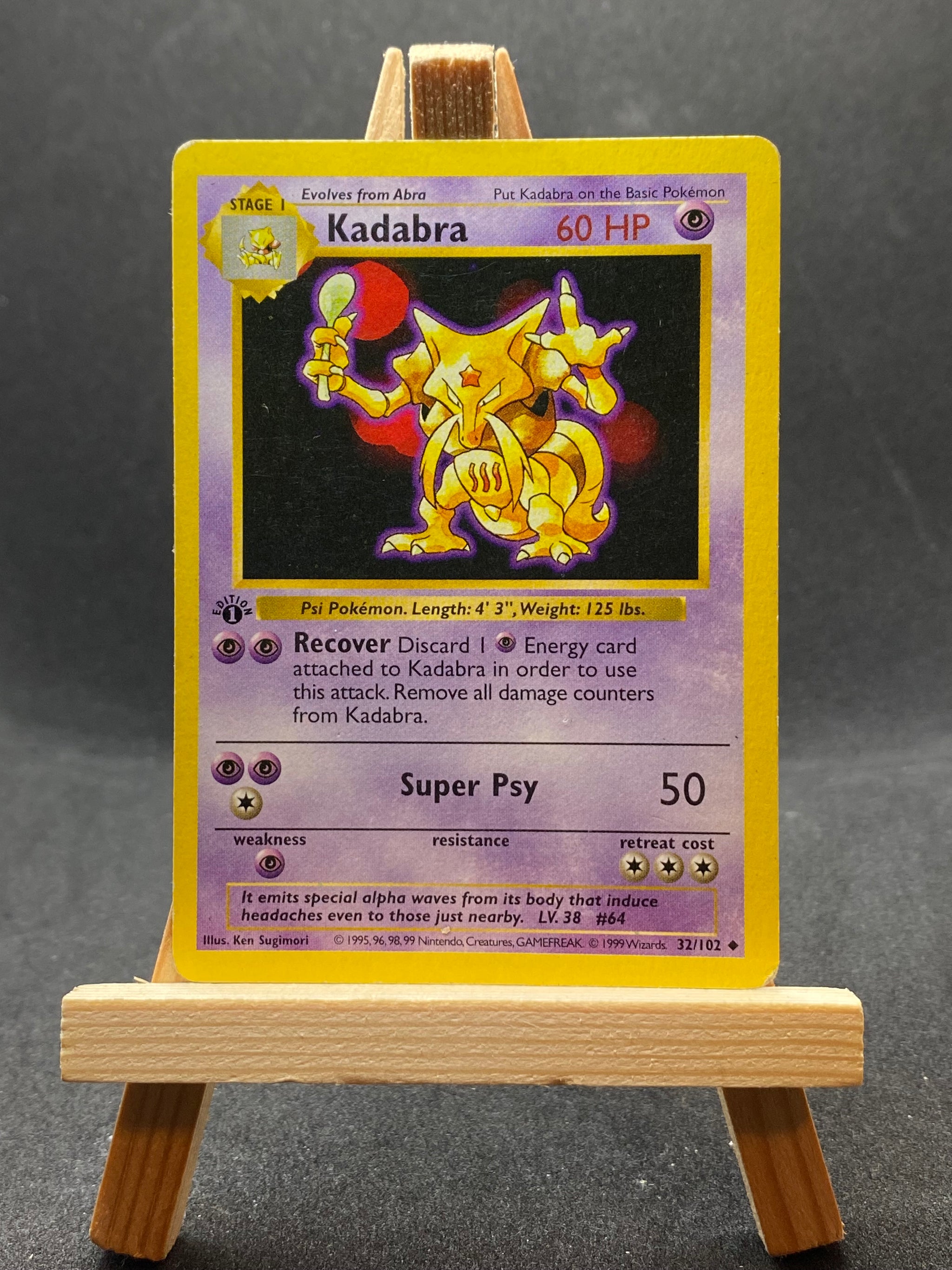 Kadabra - 32/102 - Uncommon - Base set - Shadowless - 1st edition - [G Kadabra - 32/102 - Uncommon - Base set - Shadowless - 1st edition - [G